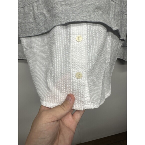 Tommy Hilfiger Women’s Layered Look Sweater Shirt Top Gray White Collared XL - Picture 8 of 12